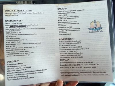 Linda's Seabreeze Café menu 2